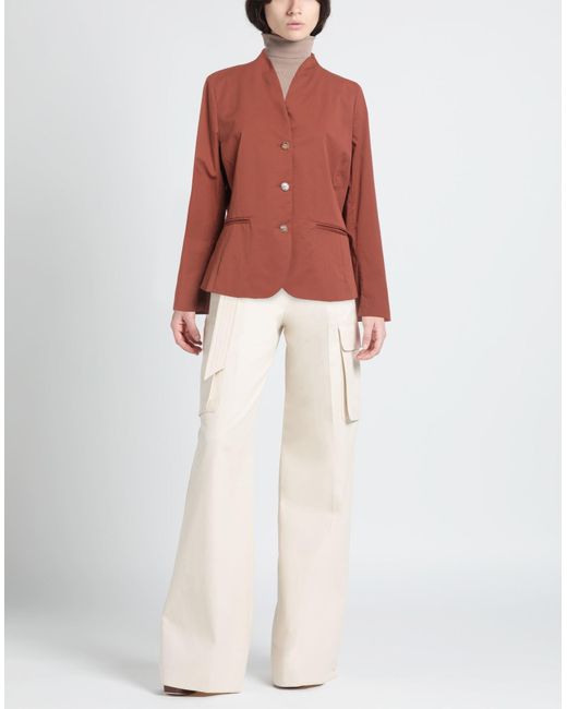 ALESSIA SANTI Brown Blazer Cotton, Polyamide, Elastane