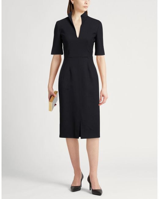 Agnona Black Midi Dress Wool, Elastane, Polyamide