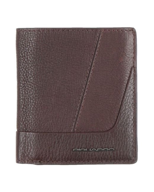 Piquadro Brown Chocolate Wallet Cow Leather, Metal for men