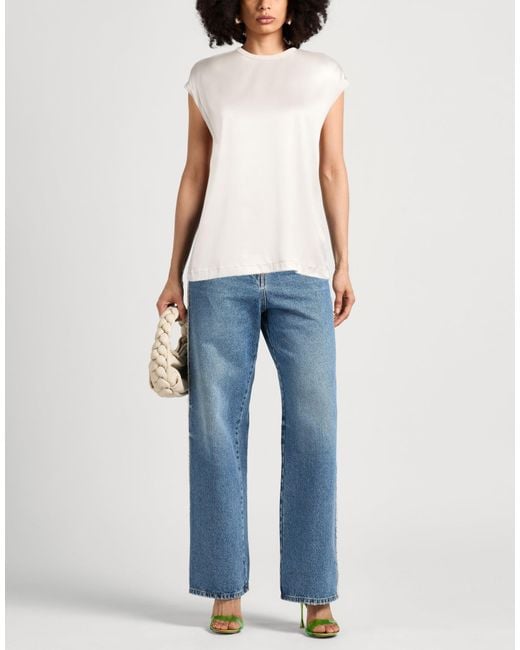 Brunello Cucinelli White Top Silk, Elastane, Brass