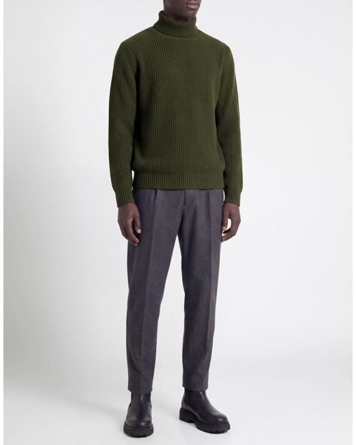 Messagerie Green Military Turtleneck Virgin Wool for men