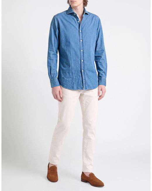 Moorer Blue Shirt Cotton for men