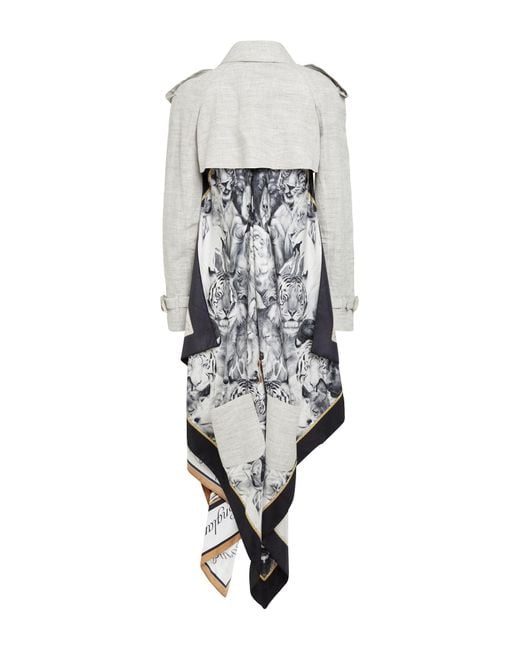 Burberry White Overcoat & Trench Coat Linen, Silk