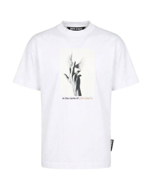 Palm Angels White T-Shirt Cotton for men