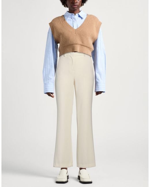 Kaos White Ivory Pants Polyester, Elastane