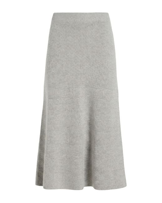 Fabiana Filippi Gray Midi Skirt Virgin Wool, Mohair Wool, Polyamide, Silk, Cashmere