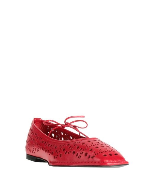 Alohas Red Ballet Flats Leather