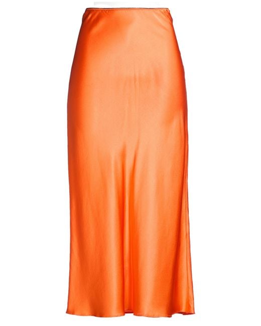 Roberto Collina Orange Midi Skirt Silk, Elastane