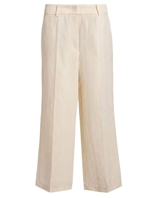 Cambio White Cream Pants Polyester, Linen
