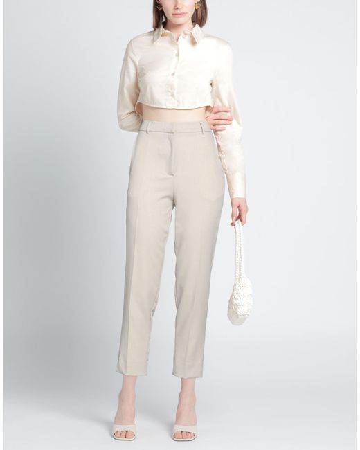 SOLOTRE White Pants Polyester, Elastane, Acetate, Viscose
