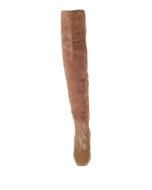 Elisabetta Franchi Brown Boot Leather, Textile Fibers