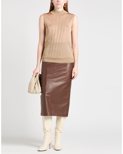 Weekend by Maxmara Natural Camel Turtleneck Viscose, Metallic Fiber, Polyamide