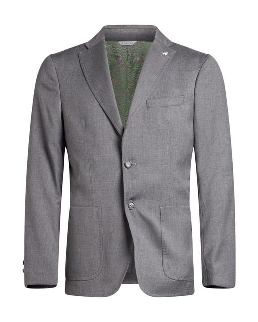 Manuel Ritz Gray Blazer Wool, Elastane for men