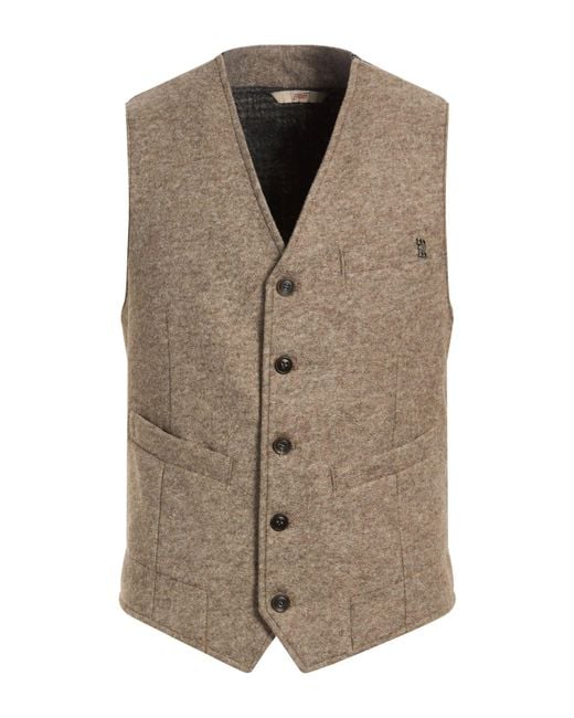 Bob Brown Taupe Tailored Vest Acrylic, Virgin Wool, Polyester for men