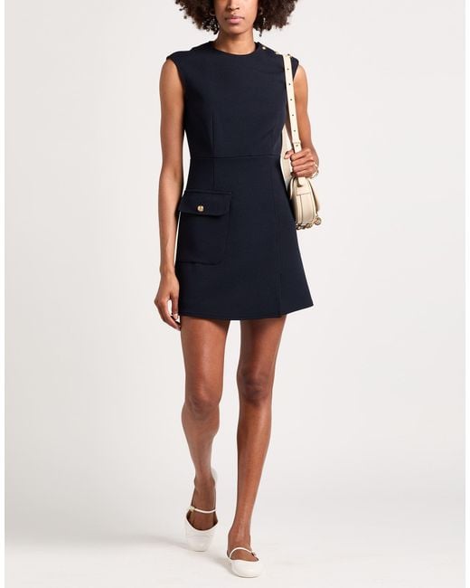 Sandro Blue Mini Dress Polyester, Elastane