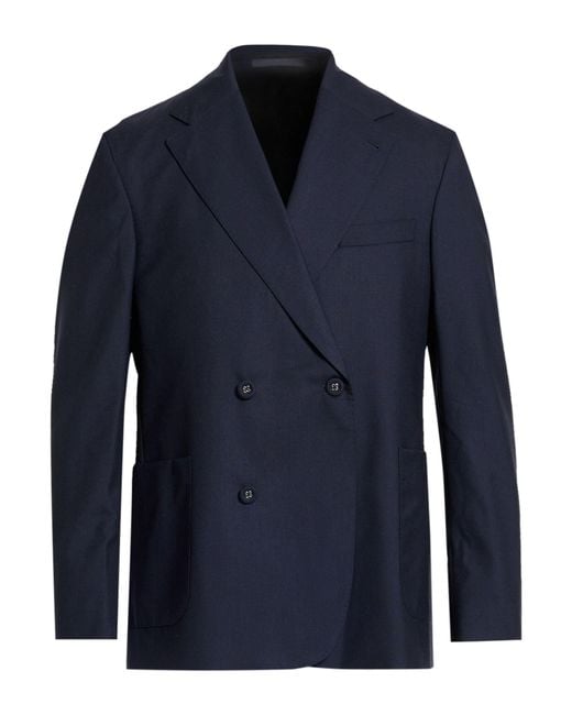 Officine Generale Blue Midnight Blazer Wool for men