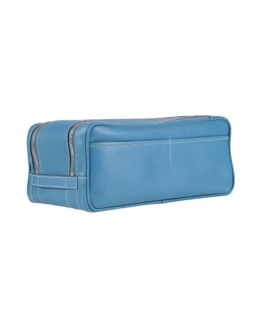 Valextra Blue Slate Beauty Case Leather