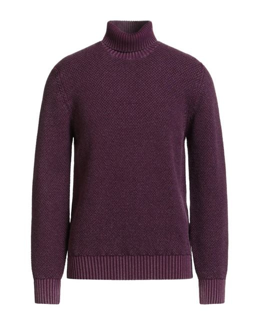 Circolo 1901 Purple Plum Turtleneck Virgin Wool for men