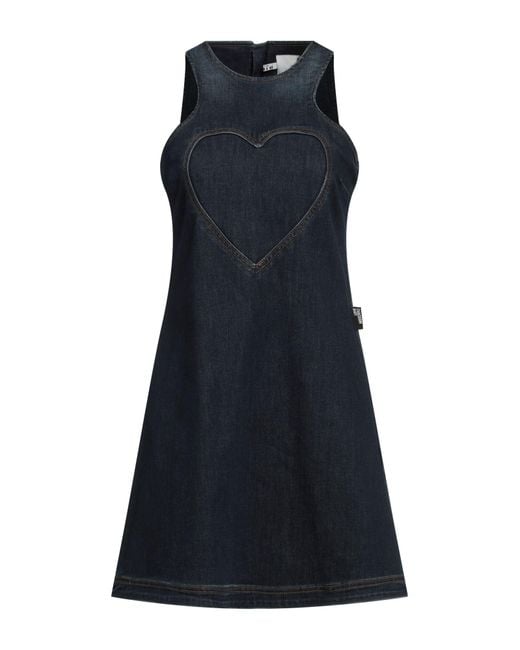 Love Moschino Blue Mini Dress Cotton, Polyester, Elastane