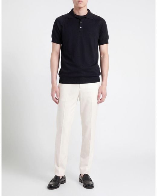 Daniele Fiesoli Black Polo Shirt Linen, Cotton for men