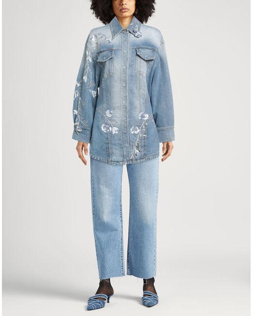 Blumarine Blue Denim Outerwear Cotton, Elastane