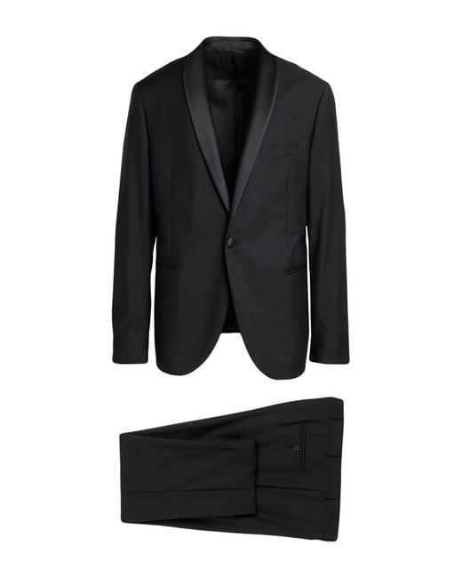 Pal Zileri Black Suit Wool, Polyester for men