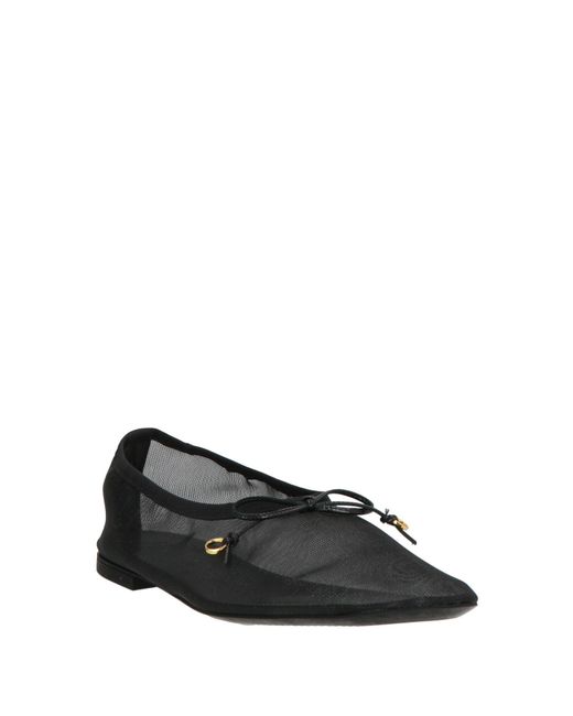 Odissi Black Ballet Flats Textile Fibers, Leather