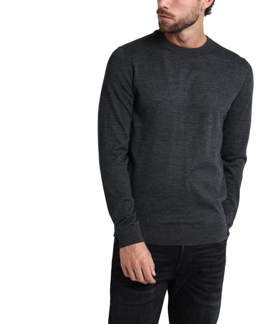 SELECTED Black Sweater Polyester, Merino Wool for men
