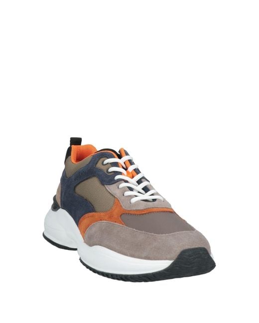 Hogan Blue Taupe Sneakers Leather, Textile Fibers for men