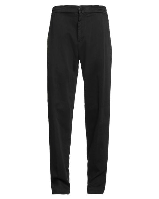 Kiton Black Pants Cotton, Linen, Elastane for men