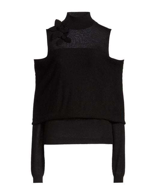 Alberta Ferretti Black Turtleneck Virgin Wool, Cashmere