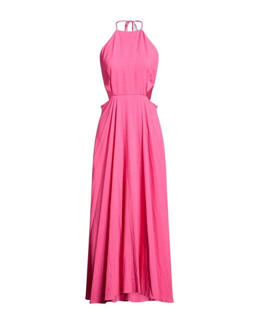 ViCOLO Pink Fuchsia Maxi Dress Viscose, Linen