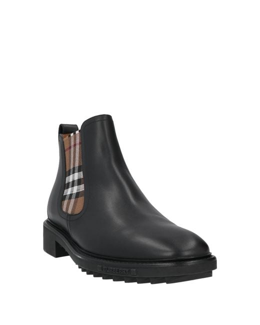 Burberry Black Leather Check-detail Chelsea Boots for men