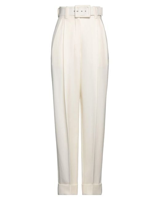 Max Mara White Cream Pants Virgin Wool