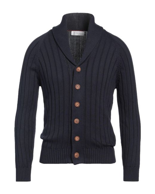 Brunello Cucinelli Blue Midnight Cardigan Cotton for men