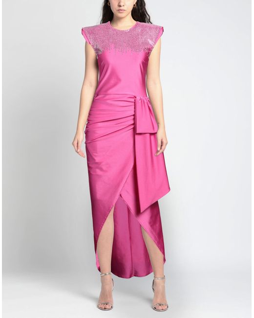 House of Amen Pink Fuchsia Midi Dress Polyamide, Elastane, Glass