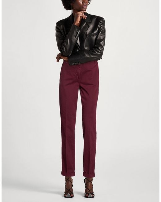 Manila Grace Red Pants Cotton, Elastane