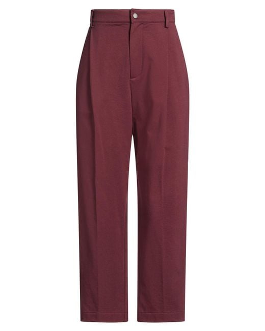 Brunello Cucinelli Red Burgundy Pants Cotton, Elastane