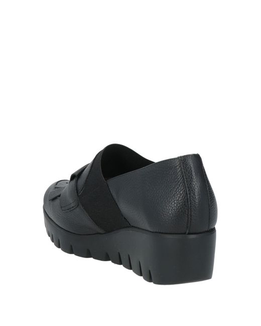 Wonders Black Loafers Leather, Synthetic Fibers