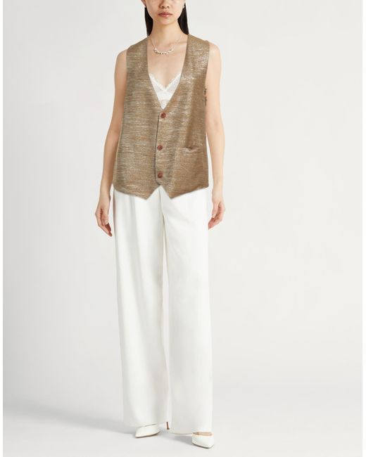 Alysi Natural Sand Tailored Vest Linen, Viscose, Acetate, Polyamide, Polyester