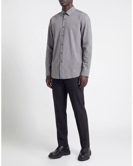 HUGO Gray Shirt Cotton, Polyamide, Elastane for men