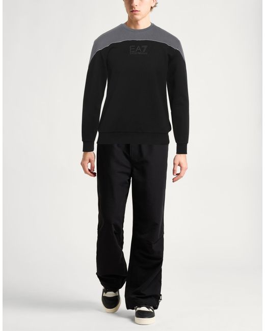 EA7 Black Sweatshirt Cotton, Polyester, Elastane for men