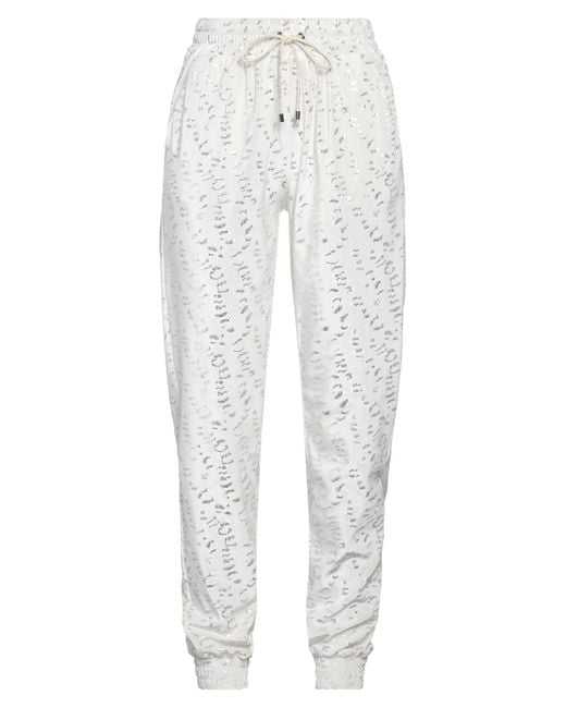 Pinko C-clique White Ivory Pants Polyester, Elastane