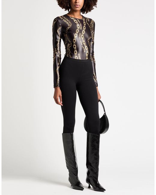 Versace Jeans Couture Black Bodysuit Polyester, Elastane