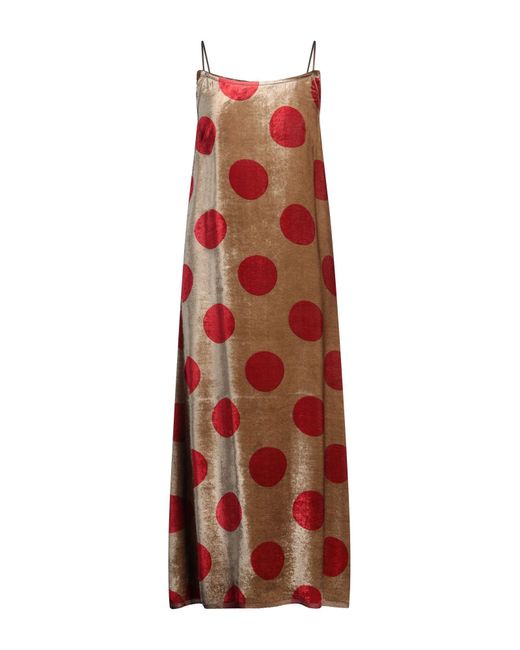 Uma Wang Red Khaki Midi Dress Viscose, Silk