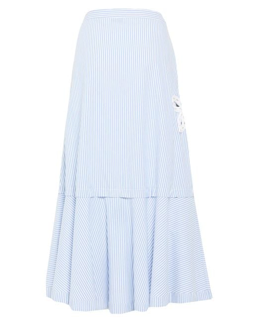 Sandro Blue Maxi Skirt Cotton, Elastane