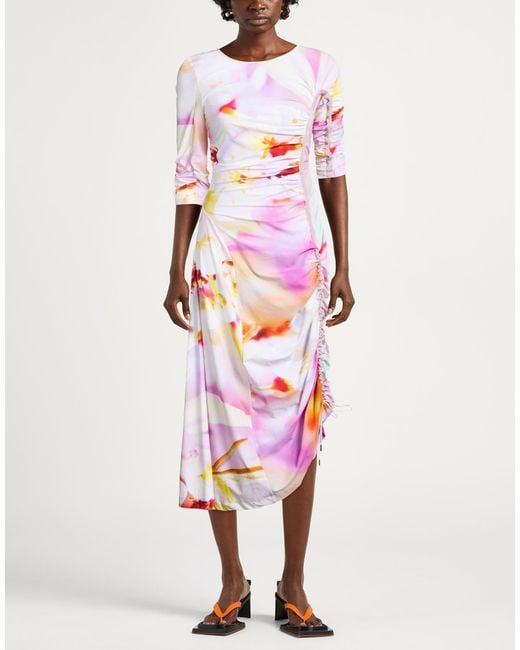 High White Lilac Midi Dress Nylon, Elastane