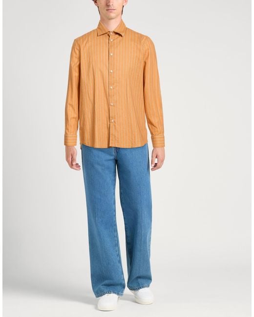 Manuel Ritz Orange Shirt Linen, Cotton for men