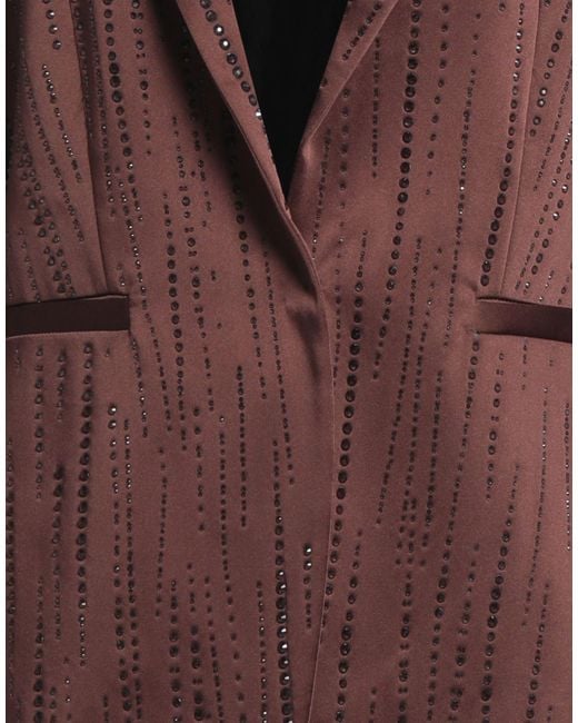 Dondup Brown Chocolate Blazer Polyester, Elastane