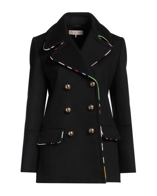 Emilio Pucci Black Coat Virgin Wool, Polyamide